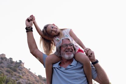 dad chaving fun with child